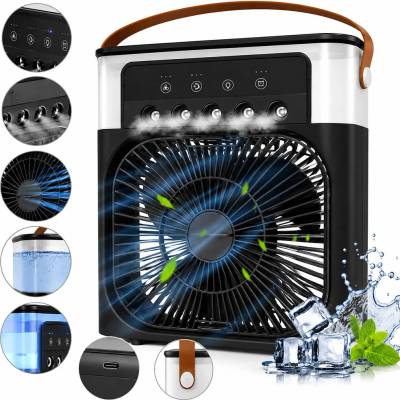 AFF Domáci prenosný ventilátor 3 v 1 so zvlhčovačom vzduchu - černý