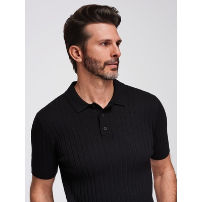 Ombre Clothing Мъжка slim fit поло риза от вискоза с вертикални ивици Ombre Clothing Ombre Clothing | Cheren | МЪЖЕ | XXL