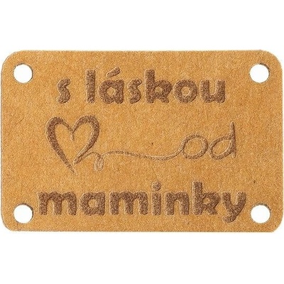 BELLATEX Nášivka „s láskou od maminky“ papierová 30 × 20 mm 400983 – súprava 6 ks