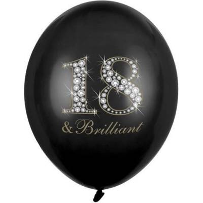 Party Deco Латексови Балони Пастел с Печат 18, Черен 30см - (1 пакет / 6 бр. ) (sb14p-136-010-6)