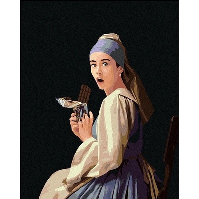 zuty Malování Podle Čísel Dívka S Perlou A Čokoláda 80 x 100 Cm Plátno Rám
