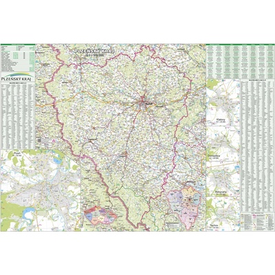 Plzeňský kraj - nástěnná mapa 83 x 113 cm, lamino + lišty