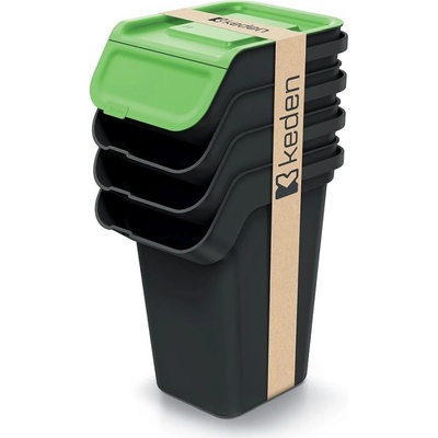 Prosperplast Odpadkový koš KADDI Q SET recyklovaně černý s filtrem 4 x 25l