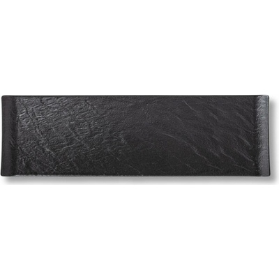 Obdélníkový servírovací talíř 30x9,5 cm Wilmax, černý porcelán s imitací kamene