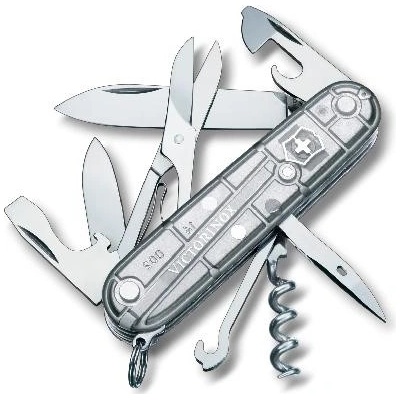 VICTORINOX - Stredný vreckový nôž Climber, 14 funkcií, strieborná 1.3703.T7