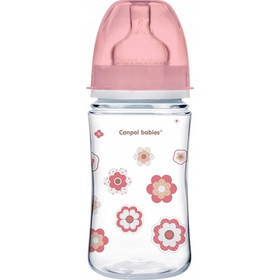 Canpol babies Fľaša sa širokým hrdlom Newborn baby 240ml růžová