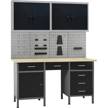 Image 1 of vidaXL Работна маса с четири стенни панела и два шкафа (3053434)