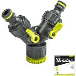 Bradas 1/2 - 3/4 двоен разклонител с бързи връзки и стоп кранчета Bradas от серия LIME LINE