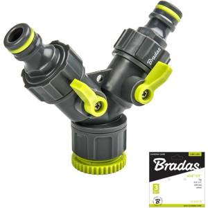Bradas 1/2 - 3/4 двоен разклонител с бързи връзки и стоп кранчета Bradas от серия LIME LINE