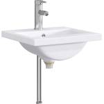 vidaXL Мивка за баня с кран и отвод Хром 42 x 40 x 16, 5 см Керамика (890228)