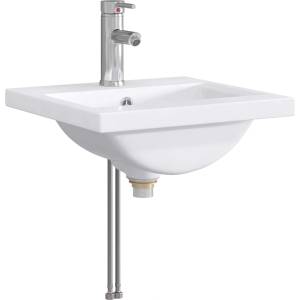 vidaXL Мивка за баня с кран и отвод Хром 42 x 40 x 16, 5 см Керамика (890228)
