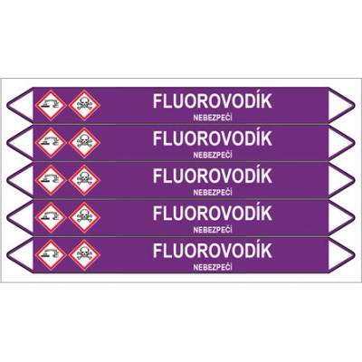 Značení potrubí, fluorovodík,5 ks, 150 × 12 mm PZ 007163
