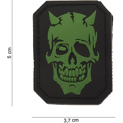 Gumová nášivka 101 Inc Devil Skull - černá