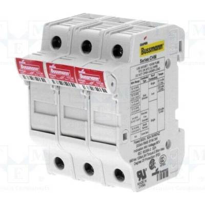 BUSSMANN CHM3DU Zásuvka; 10,3x38mm; na přípojnici DIN; 32A; 600V; 690VAC; Póly: 3