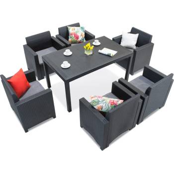 BICA Техноратанов комплект за хранене Nebraska Premium 6 антрацит Bica (BCNEBFant)