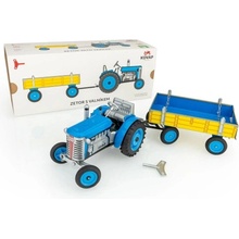 Kovap auto Traktor s prívesom na kľúčik modrý