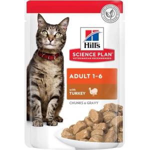  Котешки паучове Hill's SP Feline Adult, с пуешко в грейви сос - 1.02кг