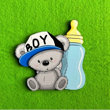 Image 1 of Loranc Магнит за торта - Мече с бутилка Момче