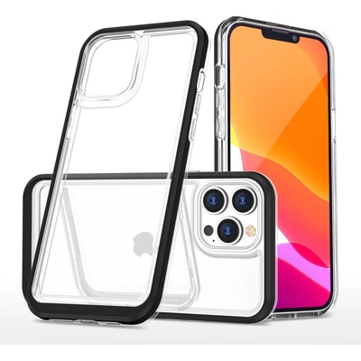 HQWear Прозрачен кейс 3в1 за iPhone 13 Pro Max с гел рамка, черен (9145576242544)