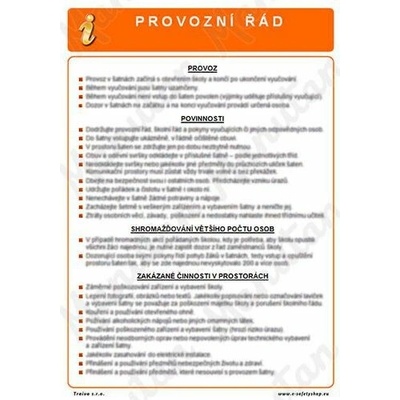 Provozní řád pro venkovní hrací plochy zahrady, plast 297 x 420 x 0,5 mm A3