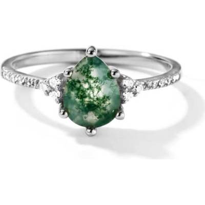 Grace Silver Jewellery stříbrný prsten MECHOVÝ ACHÁT stříbro P RG016479 Stříbrná