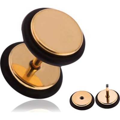 Šperky eshop falešný ocelový piercing do ucha zlaté barvy gumičky AA4.28