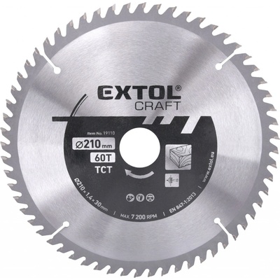 EXTOL CRAFT kotouč pilový s SK plátky, 210x1,4x30mm, 60T, 19110