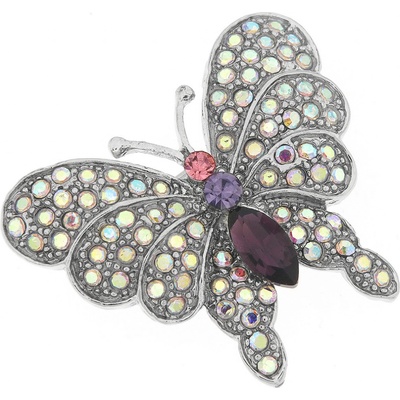 Biju brož motýl s broušenými kamínky multicolorová 9001687-2