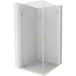 Mexen Lunar-B Duo душ кабина с отварящи се врати 95 x 95 см, прозрачна, златна четка - 832-095L-095P-55-00 (832-095L-095P-55-00)