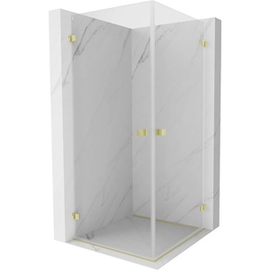Mexen Lunar-B Duo душ кабина с отварящи се врати 95 x 95 см, прозрачна, златна четка - 832-095L-095P-55-00 (832-095L-095P-55-00)