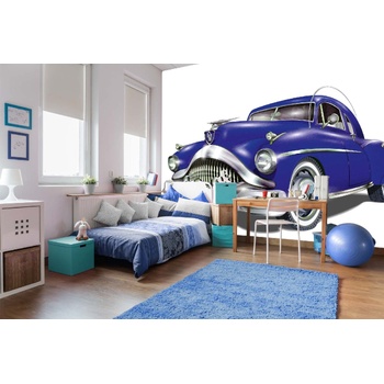 DIMEX ART s. r. o Самозалепваща се флизелинова фототапета ретро синя кола ii. 375 x 250 см