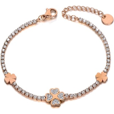 Victoria Filippi Stainless Steel Ocelový náramek se zirkony Maira Gold čtyřlístek NRB19135-1 Zlatá