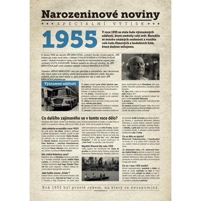 Narozeninové noviny 1955 s vlastním textem a fotografií S textem