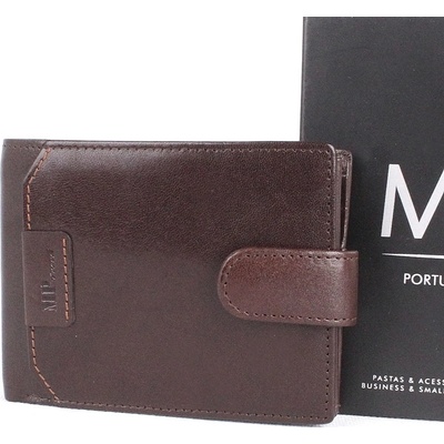 Luxusní hladká kožená peněženka Marta Ponti no. B640R + RFID tmavěhnědá