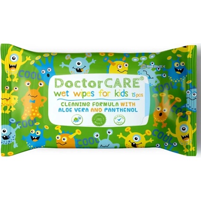 DoctorCare Dětské hypoalergenní vlhčené utěrky s extraktem z Aloe Vera a panthenolem 15 ks