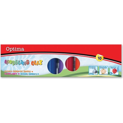 Optima Пластилин Optima, 10 цвята, 200g (25712-А)