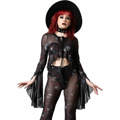 Killstar tričko Wicked Rose Mesh Čierna
