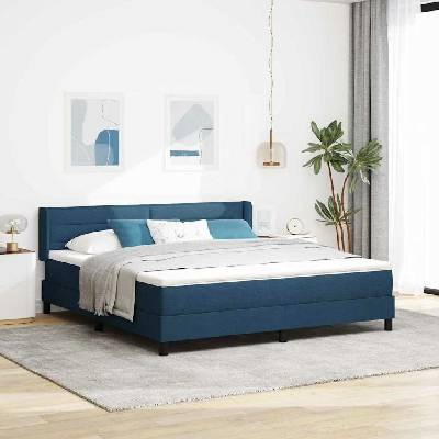 Postel s boxspringem s čelo Modrá 180 x 200 cm textil