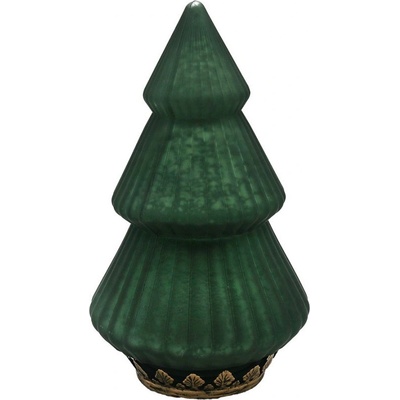 Tmavě zelený skleněný dekorační svítící stromek LED Tree - Ø 13*23 cm - Clayre & Eef