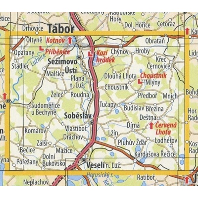 KČT 76 Táborsko jih a střední Lužnice - nástěnná turistická mapa 90 x 60 cm Varianta: mapa v dřevěném rámu, Provedení: Ticiago černý