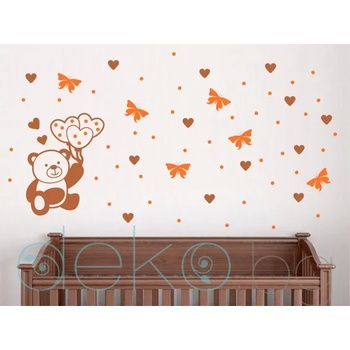 Image 1 of Мече със сърца и пеперуди - комплект в 2 цвята (1195)