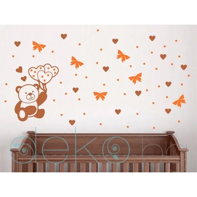 Мече със сърца и пеперуди - комплект в 2 цвята (1195)