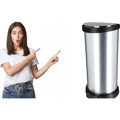 Curver DECO BIN 40 l střibrný/černý