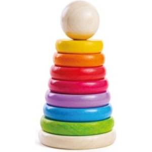 Bigjigs Toys - Дървена кула за нанизване - Дъга (BB098)