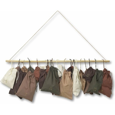 Adventní kalendář s tyčí Ferm Living, sáčky, 25 dílů