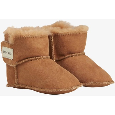 En Fant dětské zateplené capačky z jehněčí kůže hnědé Leather brown