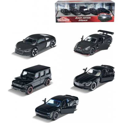 Majorette Black Edition sada 5 černých kovových autíček