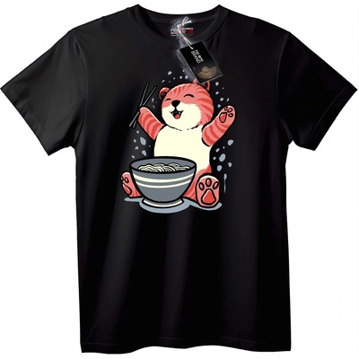 NOONEBRAND Тениска с Котка Рамен - XL, Black