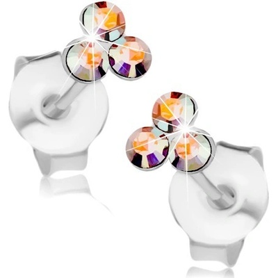 Šperky eshop náušnice ze stříbra trojice krystalků Swarovski s duhovým leskem I37.01