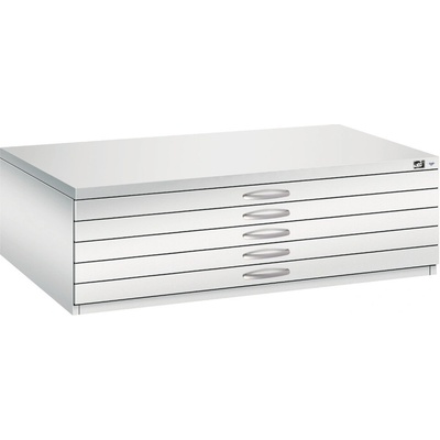 C+P Výkresová skříň na mapy, plány a výkresy 7200, 1350 x 960 x 420 mm, světle šedá – Zboží Mobilmania